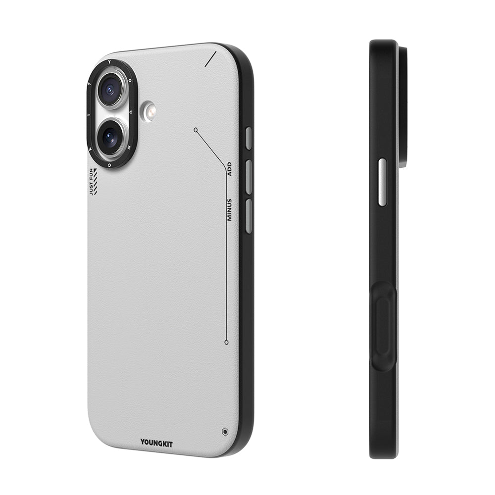 Apple iPhone 17 Case with M-safe Charging Function, Simple Matte Leather Pattern, Youngkit Tech Fashion Series Cover, Gray
