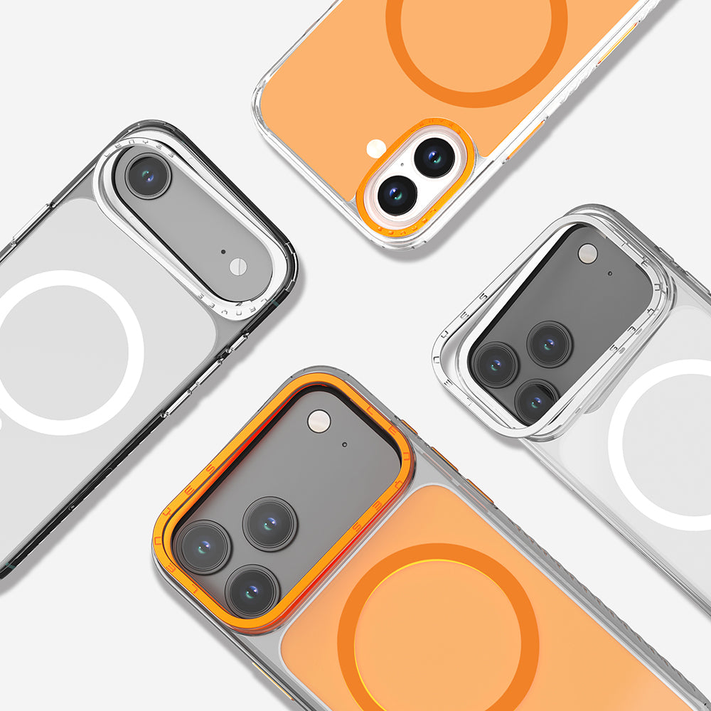 Apple iPhone 17 Case M-safe Charging Metal Camera Frame Airbag Design Lenyes CK221 Hard PC Cover Transparent