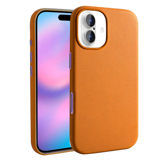 Apple iPhone 17 Case M-safe Charging Feature PU Leather Look Zore Cupra Cover Orange