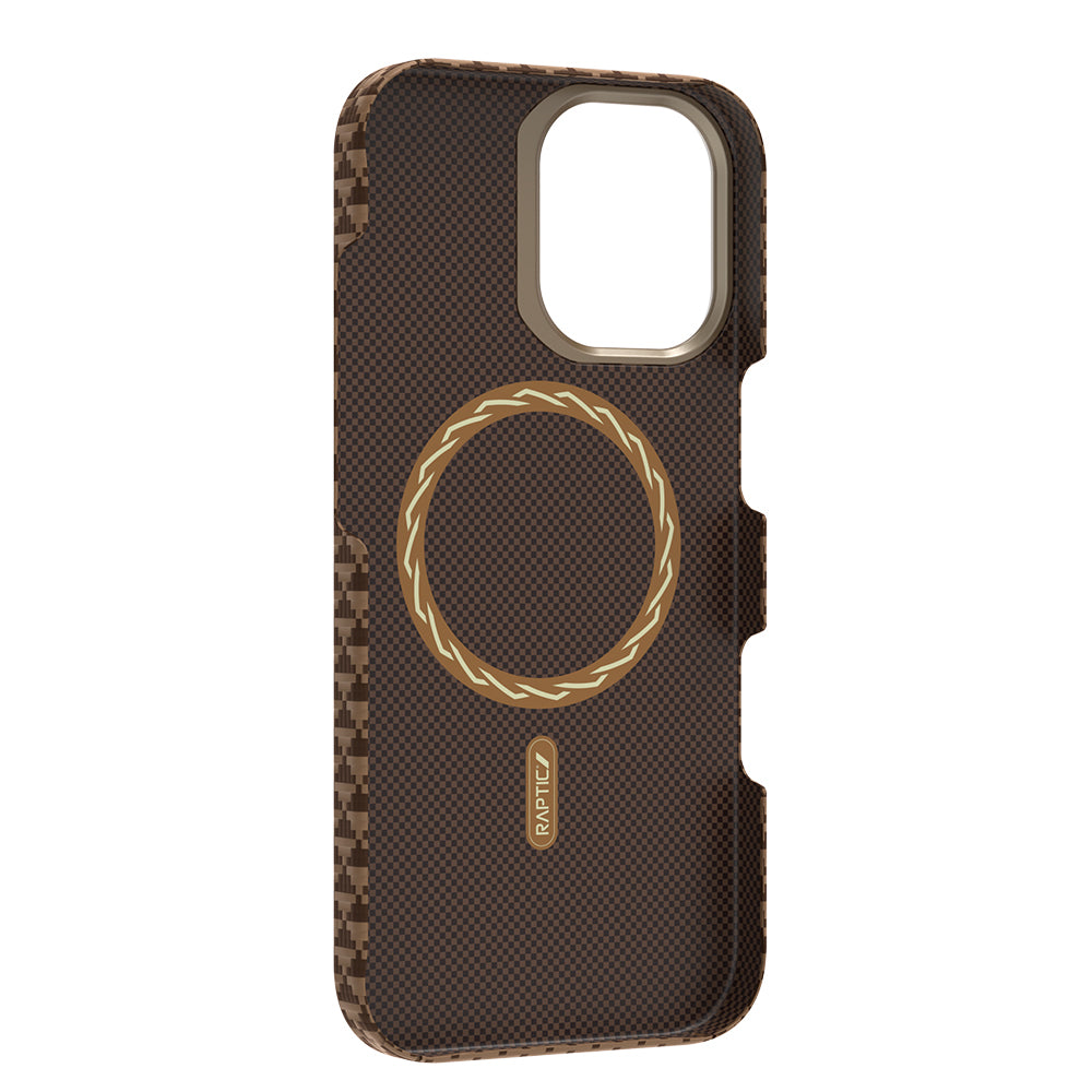 Apple iPhone 17 Kılıf M-safe Şarj Özellikli Raptic Aramid Skin Origin Serisi Kapak Kahverengi