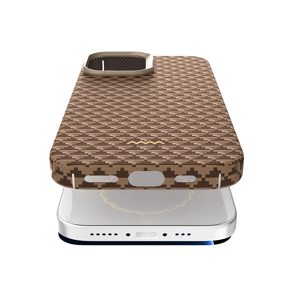 Apple iPhone 17 Case M-safe Charging Feature Raptic Aramid Skin Origin Series Cover Brown