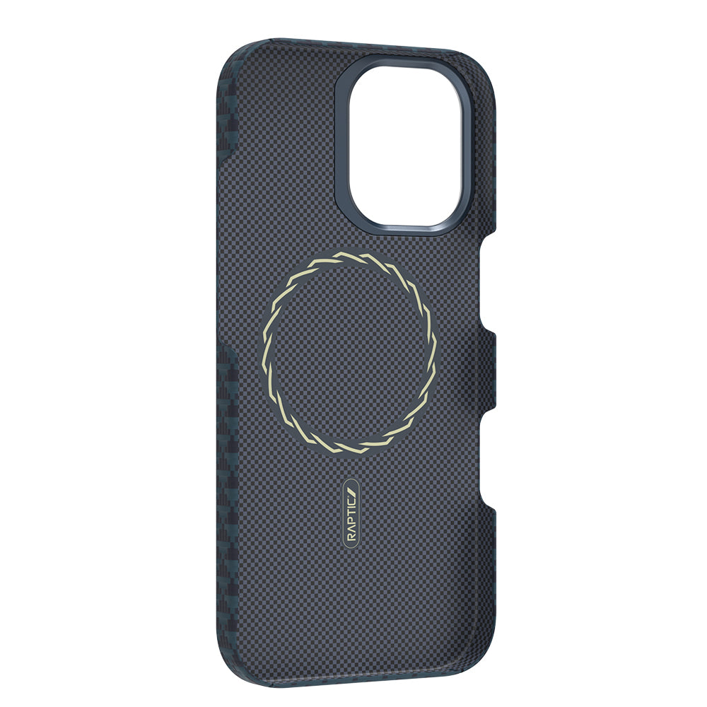 Apple iPhone 17 Kılıf M-safe Şarj Özellikli Raptic Aramid Skin Origin Serisi Kapak Lacivert