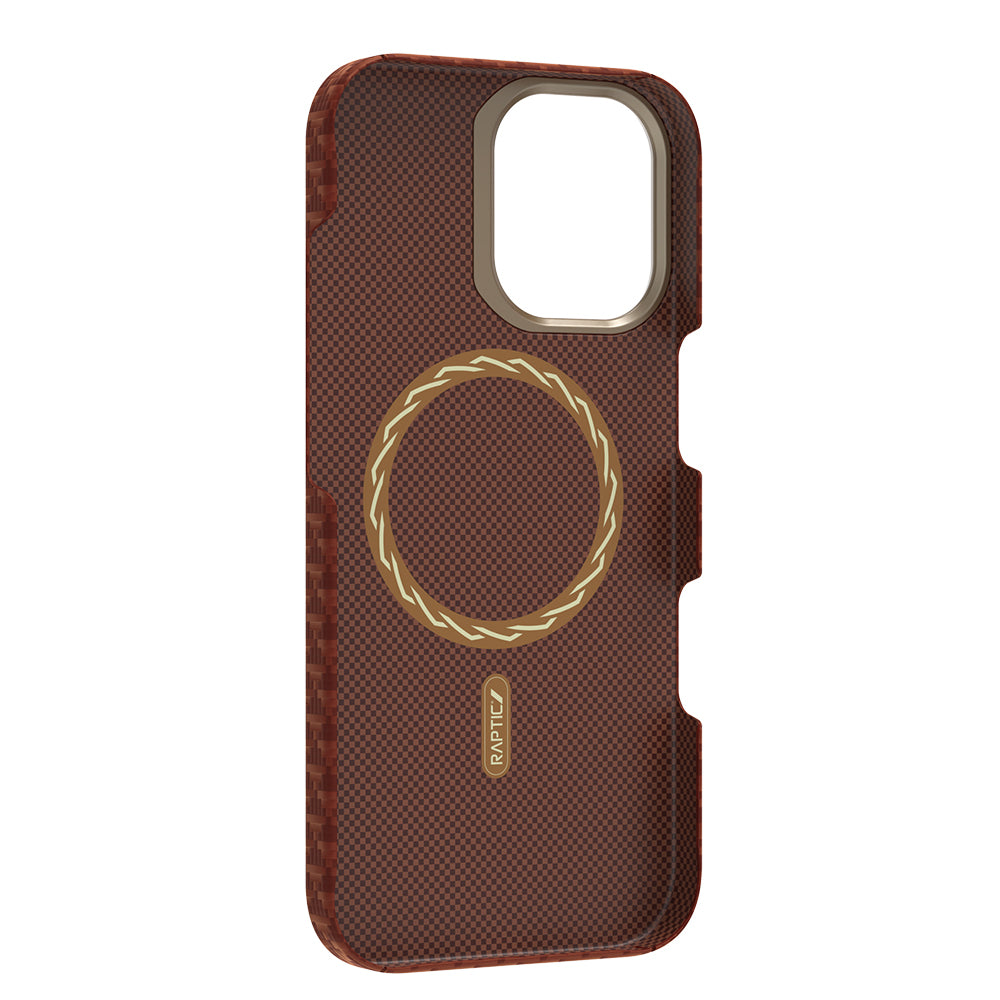 Apple iPhone 17 Case M-safe Charging Feature Raptic Aramid Skin Origin Series Cover Brown