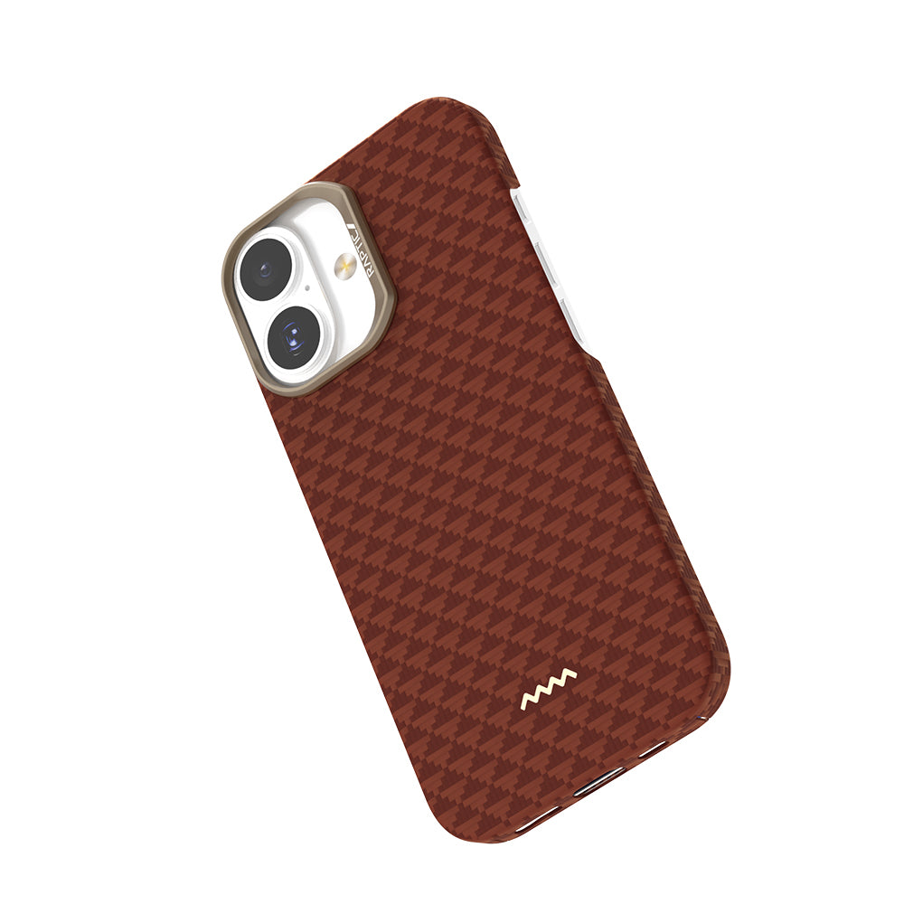 Apple iPhone 17 Case M-safe Charging Feature Raptic Aramid Skin Origin Series Cover Brown