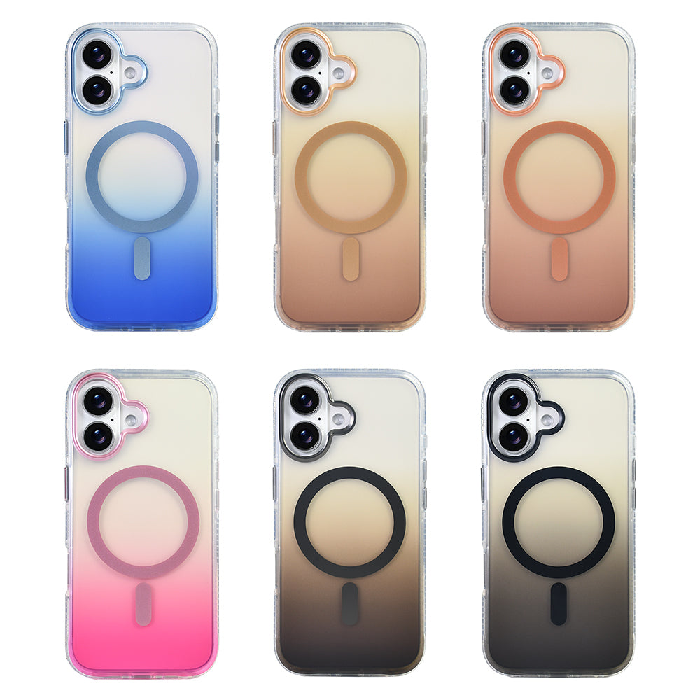 Apple iPhone 17 Case M-safe Charging Feature Transparent Color Transition Zore Toros Cover Gold