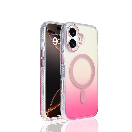 Apple iPhone 17 Case M-safe Charging Feature Transparent Color Transition Zore Toros Cover Rose Pink