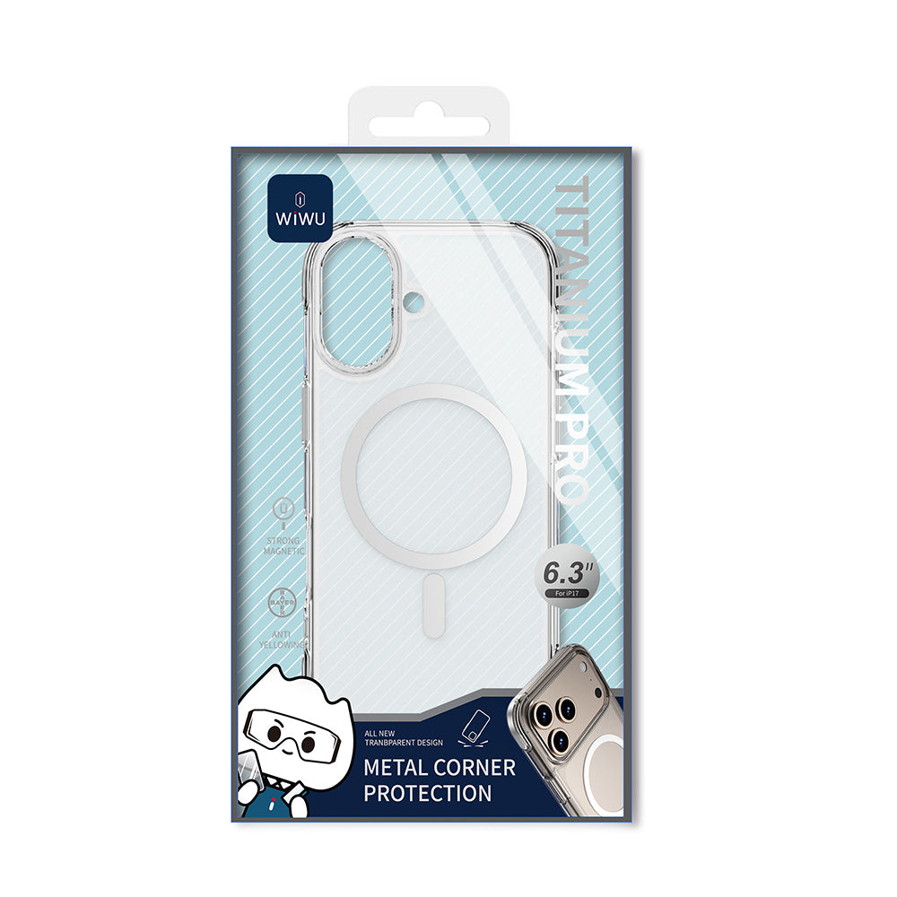 Apple iPhone 17 Kılıf M-safe Şarj Özellikli Wiwu MCC-702 Titanyum Pro Serisi Sert PC Kapak Şeffaf