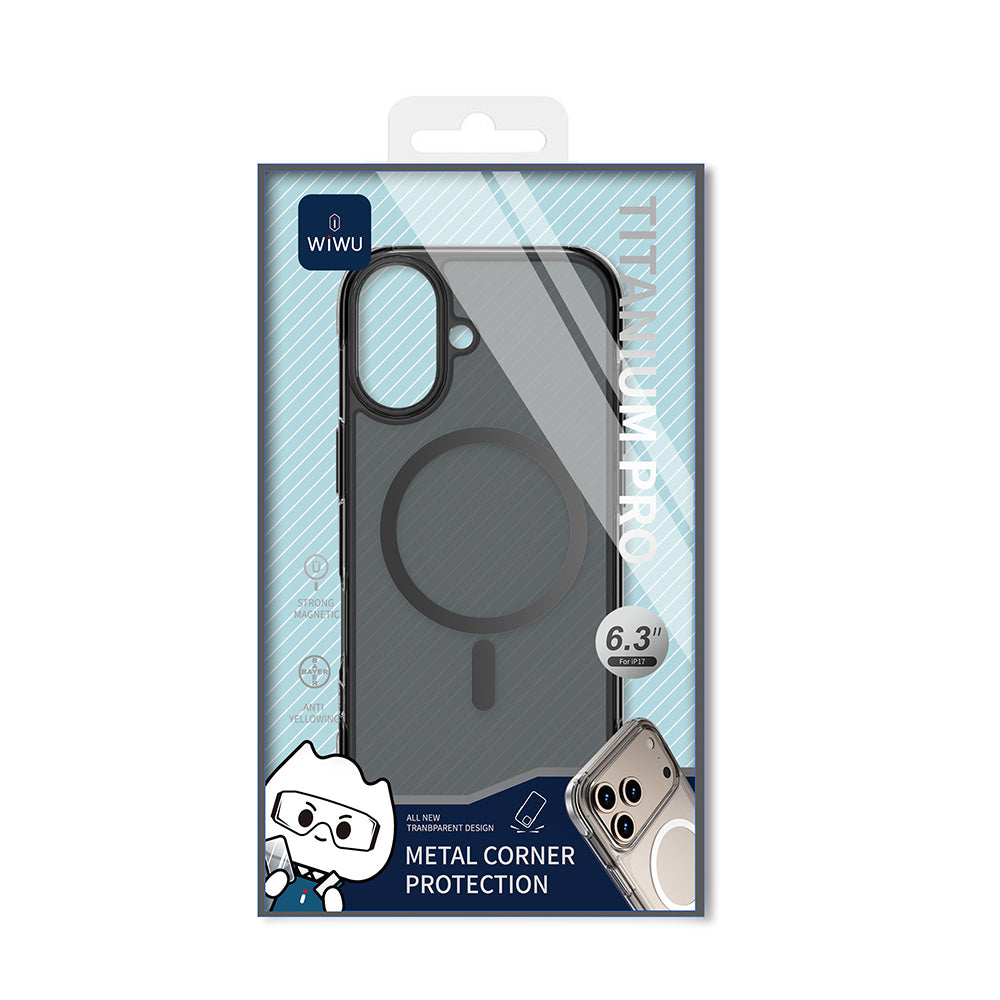 Apple iPhone 17 Case M-safe Charging Feature Wiwu MCC-702 Titanium Pro Series Hard PC Cover Transparent