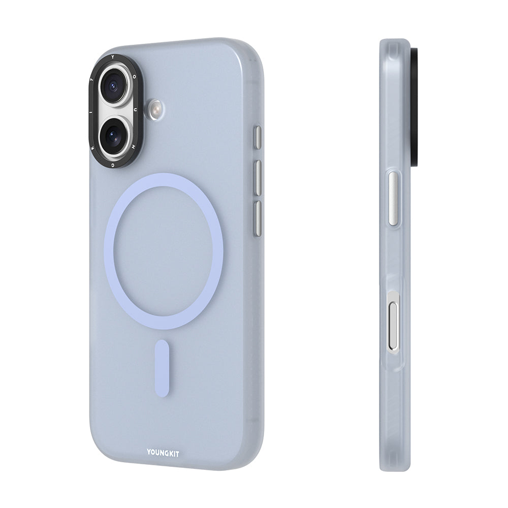 Apple iPhone 17 Kılıf M-safe Şarj Özellikli Youngkit Hidden Sand Serisi Kapak Mavi