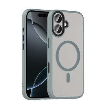 Apple iPhone 17 Case Matte Back Surface Wireless Charging Feature Zore Flet M-safe Cover Navy Blue