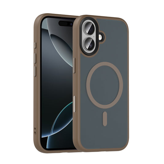 Apple iPhone 17 Case Matte Back Surface Wireless Charging Feature Zore Flet M-safe Cover Desert Titanium