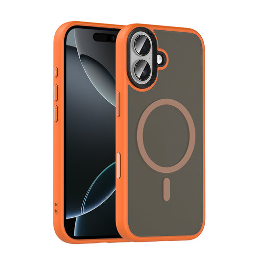Apple iPhone 17 Case Matte Back Surface Wireless Charging Feature Zore Flet M-safe Cover Orange