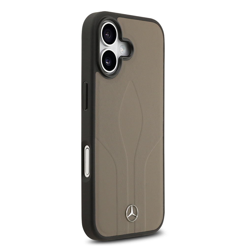 Apple iPhone 17 Kılıf Mercedes Benz Orjinal Lisanslı M-safe Şarj Özellikli Dokulu Desenli Deri Kapak Siyah