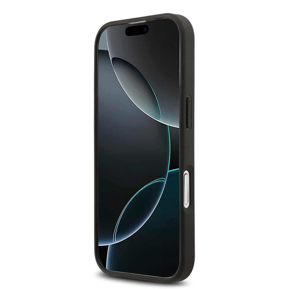 Apple iPhone 17 Kılıf Mercedes Benz Orjinal Lisanslı M-safe Şarj Özellikli Dokulu Desenli Deri Kapak Kahverengi