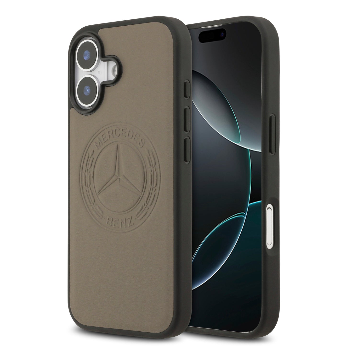 Apple iPhone 17 Kılıf Mercedes Benz Orjinal Lisanslı M-safe Şarj Özellikli Hakiki Deri Nostaljik Yıldız Dizayn Kapak Kahverengi