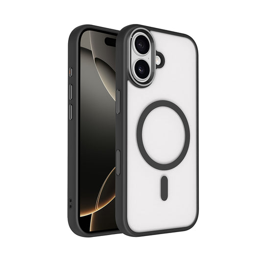 Apple iPhone 17 Wireless Charging Case Zore Chrome M-safe Silicone Cover Black