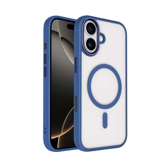 Apple iPhone 17 Wireless Charging Case Zore Chrome M-safe Silicone Cover Navy Blue