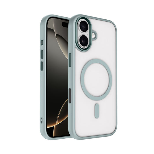 Apple iPhone 17 Wireless Charging Case Zore Chrome M-safe Silicone Cover Gray