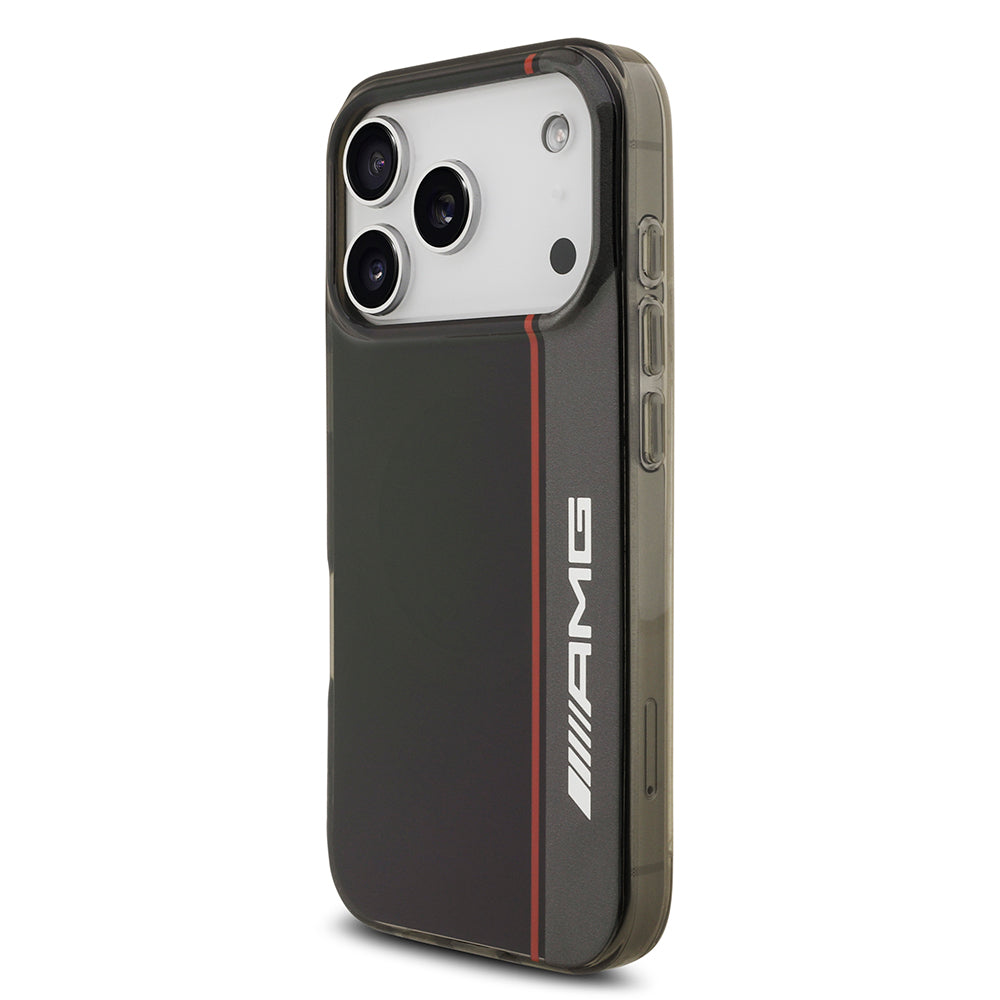 Apple iPhone 17 Pro Kılıf AMG Orjinal Lisanslı M-safe Şarj Özellikli IML Baskı Logolu Çift Katmanlı Bow Lines Kapak Siyah