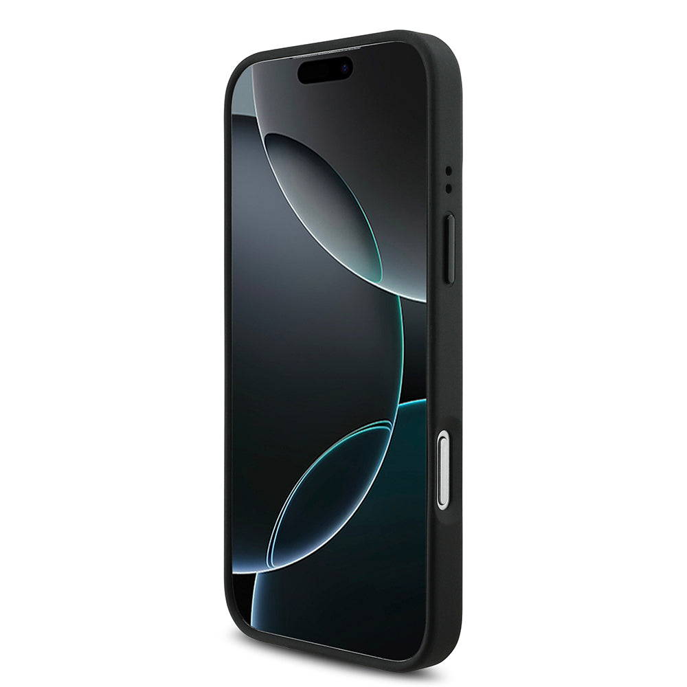 Apple iPhone 17 Pro Kılıf BMW Orjinal Lisanslı M-safe Şarj Özellikli Deri Arka Yüzey Metal Logolu Delikli Şerit Tasarımlı Kapak Mavi