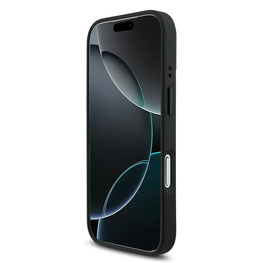 Apple iPhone 17 Pro Case BMW Original Licensed M-safe Charging Feature Leather Back Surface Metal Logo Perforated Strip Design Cover Navy Blue