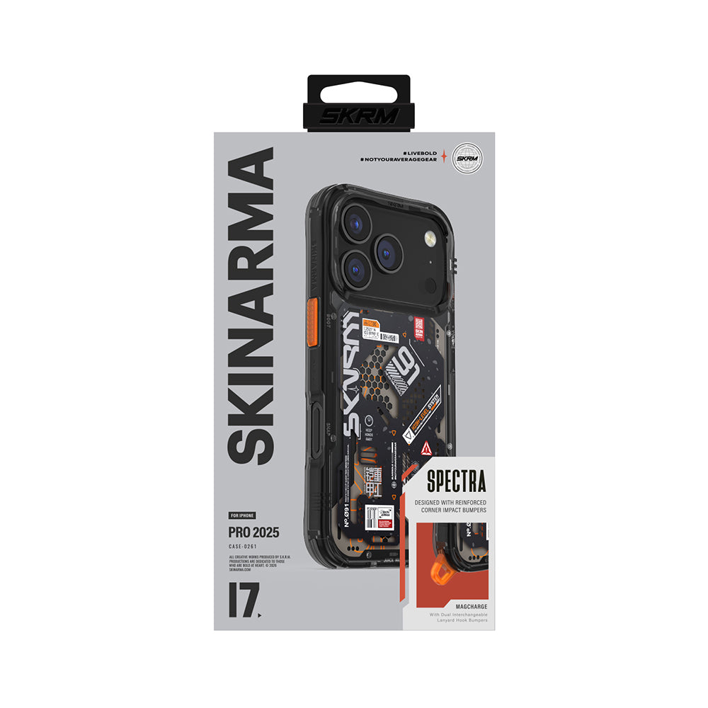 Apple iPhone 17 Pro Case Patterned Airbag Design Skinarma Spectra Cover Black