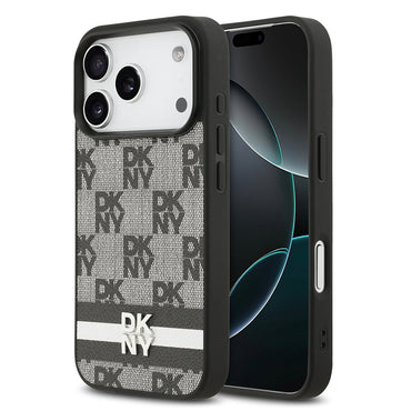Apple iPhone 17 Pro Kılıf DKNY Orjinal Lisanslı M-safe Şarj Özellikli 3D Yazılı Metal Logolu Kapak