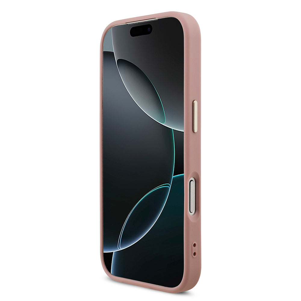 Apple iPhone 17 Pro Case Guess Original Licensed 4G Large Metal Camera Frame and Logo Glitter Cover Pink