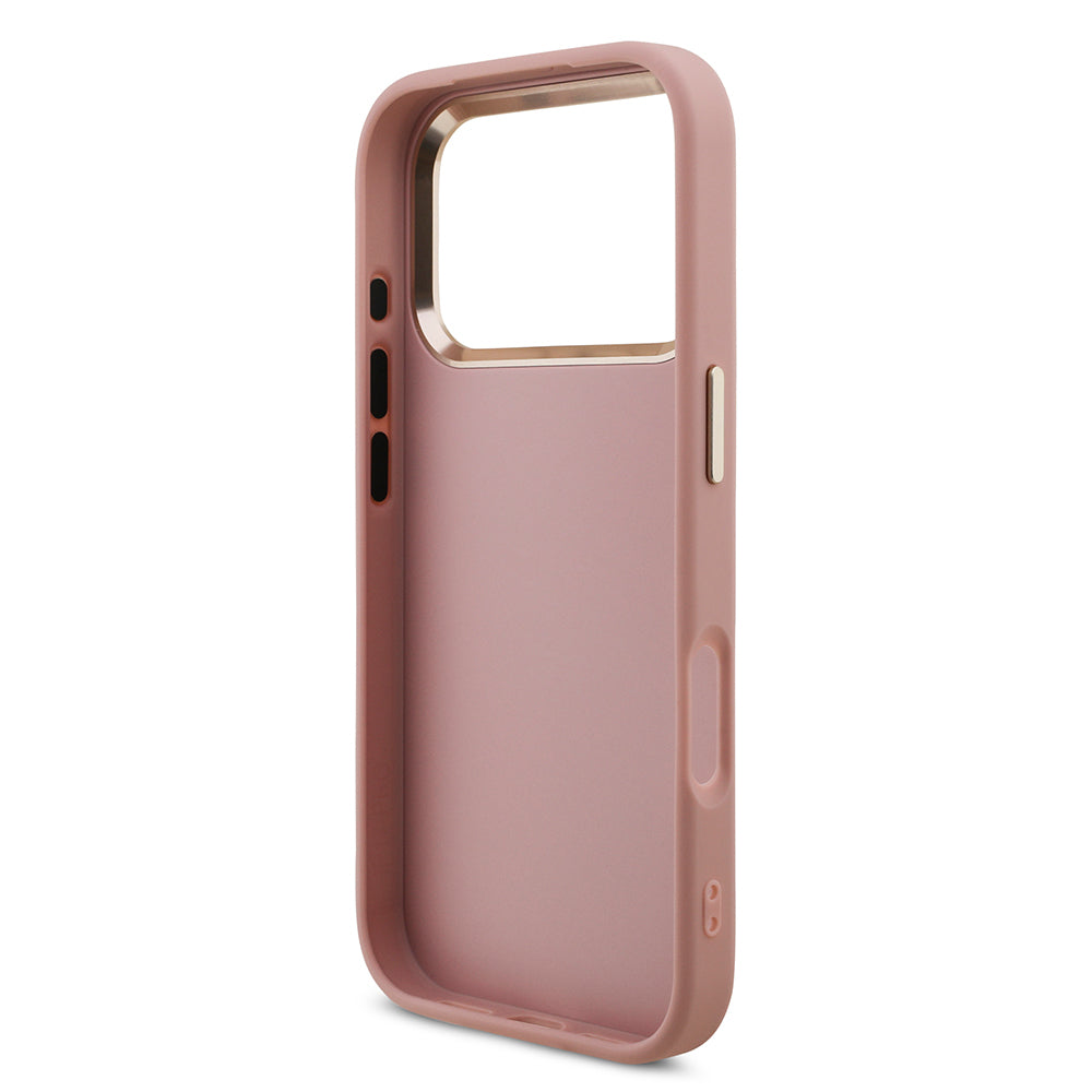 Apple iPhone 17 Pro Case Guess Original Licensed 4G Large Metal Camera Frame and Logo Glitter Cover Black
