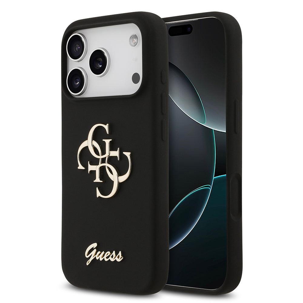 Apple iPhone 17 Pro Kılıf Guess Orjinal Lisanslı Grained Yazı Logolu Kapak Pembe