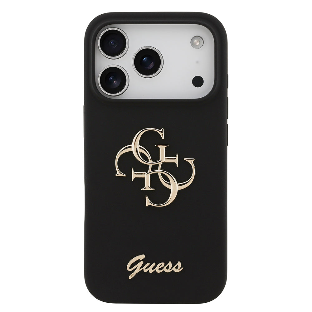 Apple iPhone 17 Pro Kılıf Guess Orjinal Lisanslı Grained Yazı Logolu Kapak Pembe