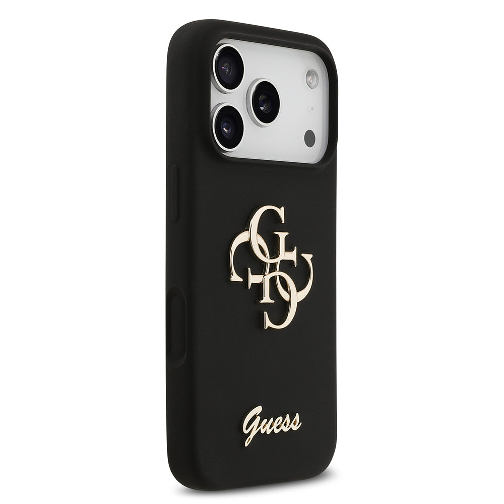 Apple iPhone 17 Pro Kılıf Guess Orjinal Lisanslı Grained Yazı Logolu Kapak Pembe