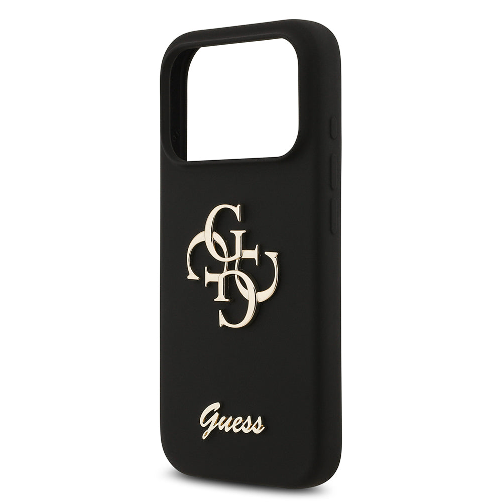 Apple iPhone 17 Pro Case Guess Original Licensed Grained Text Logo Cover Black