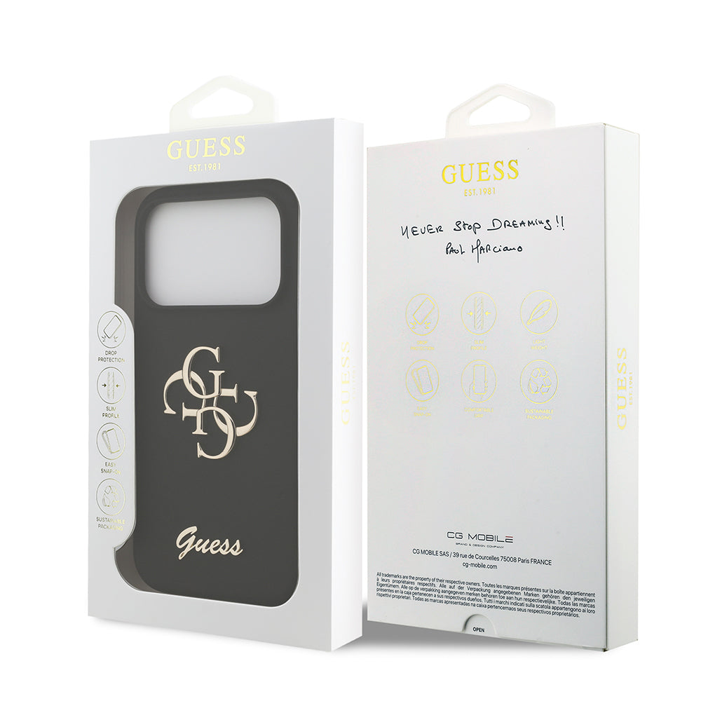 Apple iPhone 17 Pro Kılıf Guess Orjinal Lisanslı Grained Yazı Logolu Kapak Pembe