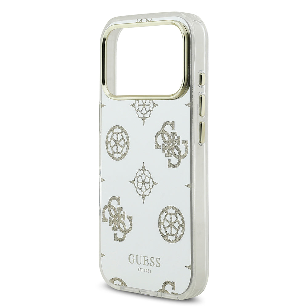 Apple iPhone 17 Pro Case Guess Original Licensed Metal Camera Frame Glitter Mirror Cover Gold
