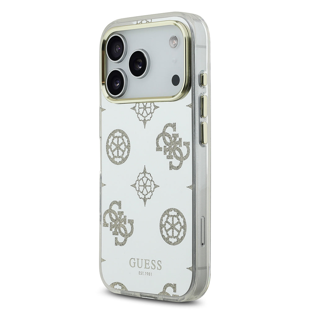Apple iPhone 17 Pro Case Guess Original Licensed Metal Camera Frame Glitter Mirror Cover Gold