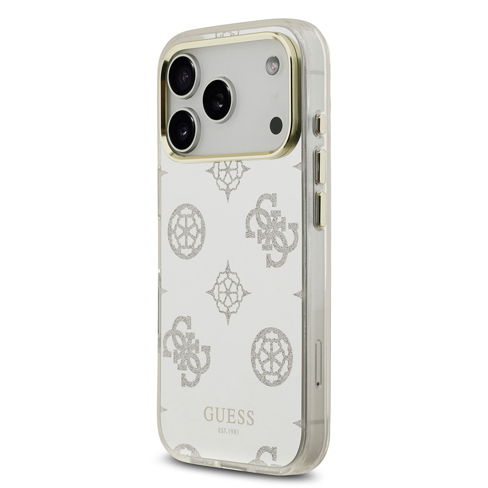 Apple iPhone 17 Pro Case Guess Original Licensed Metal Camera Frame Glitter Mirror Cover Gold