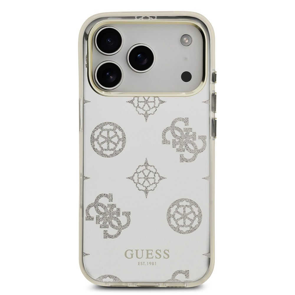 Apple iPhone 17 Pro Case Guess Original Licensed Metal Camera Frame Glitter Mirror Cover Gold