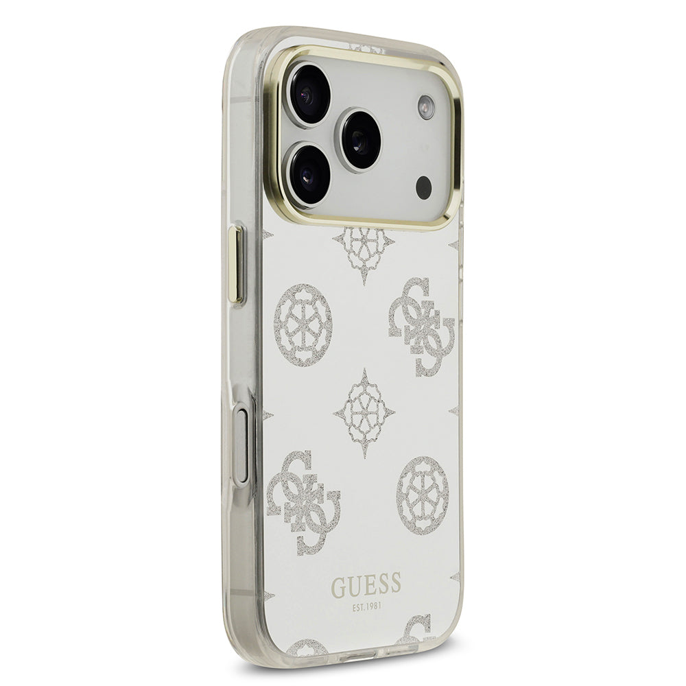 Apple iPhone 17 Pro Case Guess Original Licensed Metal Camera Frame Glitter Mirror Cover Gold