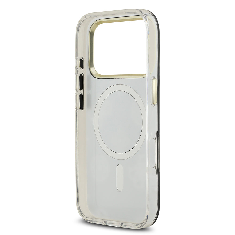 Apple iPhone 17 Pro Case Guess Original Licensed Metal Camera Frame Glitter Mirror Cover Gold