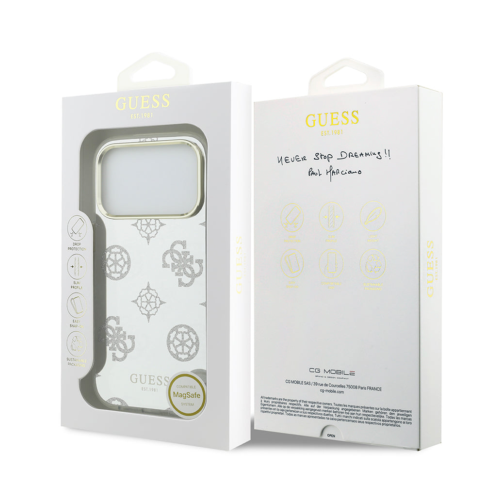 Apple iPhone 17 Pro Case Guess Original Licensed Metal Camera Frame Glitter Mirror Cover Gold