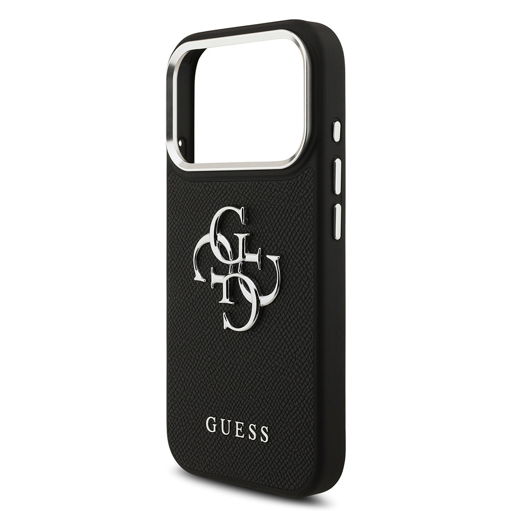 Apple iPhone 17 Pro Case Guess Original Licensed PU Leather 4G Large Metal Logo Design Cover Black