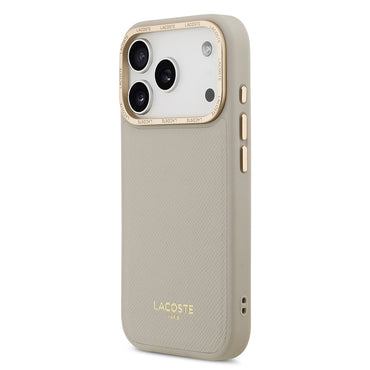 Apple iPhone 17 Pro Kılıf Lacoste Orjinal Lisanslı M-safe Şarj Özellikli Champs Elysees PU Deri Tasarımlı Kapak