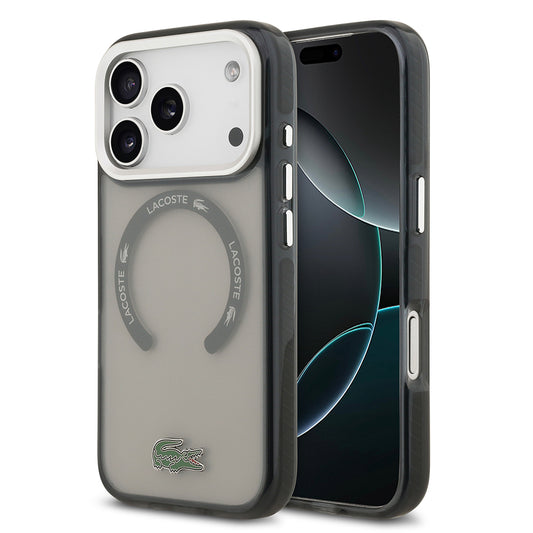 Apple iPhone 17 Pro Kılıf Lacoste Orjinal Lisanslı M-safe Şarj Özellikli İkonik Timsah Logolu Buzlu Kapak