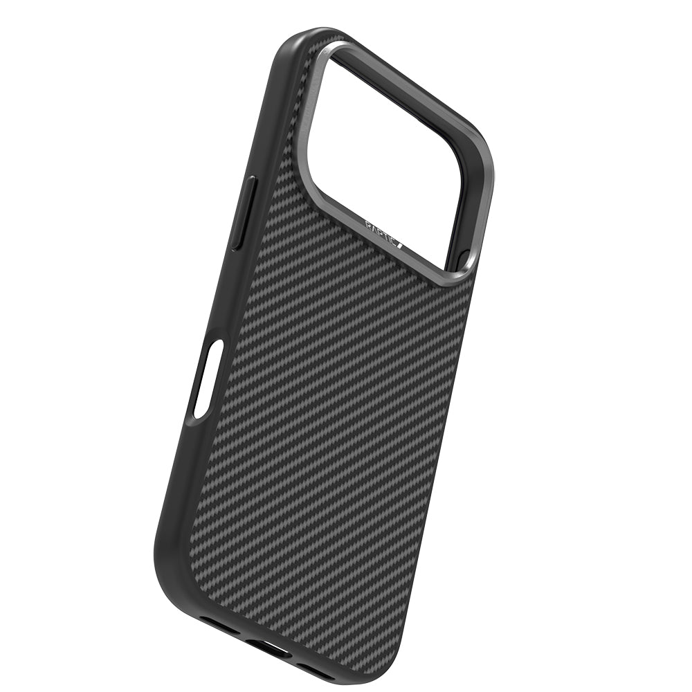 Apple iPhone 17 Pro Kılıf M-safe Şarj Özellikli 600D Metal Kamera Çerçeveli Raptic Aramid Fiber Serisi Kapak Siyah