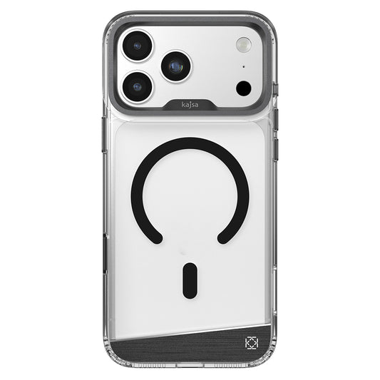 Apple iPhone 17 Pro Kılıf M-safe Şarj Özellikli Airbag Tasarımlı O-Ring Şeffaf Kajsa Trans Alüminyum Shield Serisi Kapak