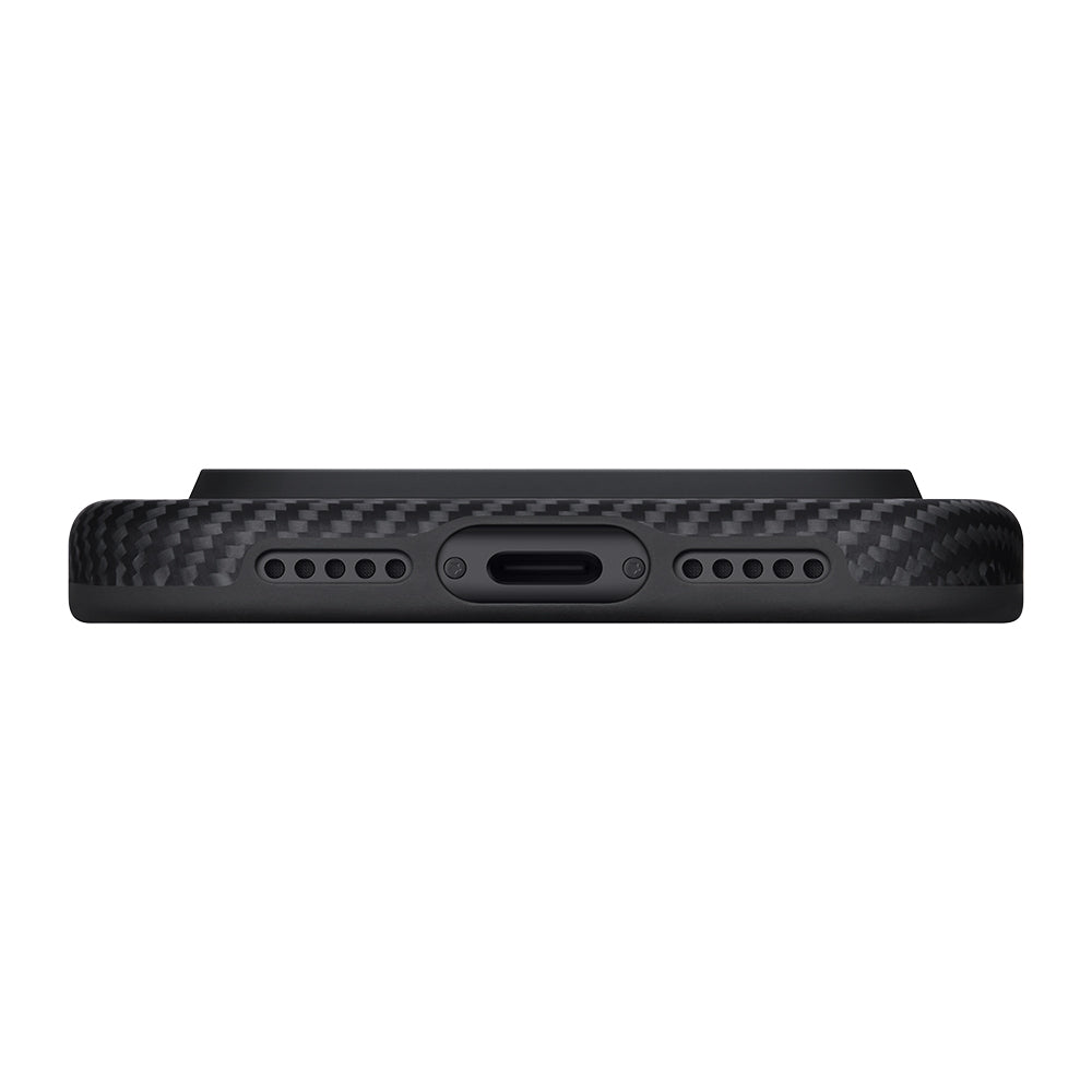 Apple iPhone 17 Pro Case M-safe Charging Feature Aramid Fiber Pitaka Military-Grade Classic Series Black-Grey Twill Cover Black