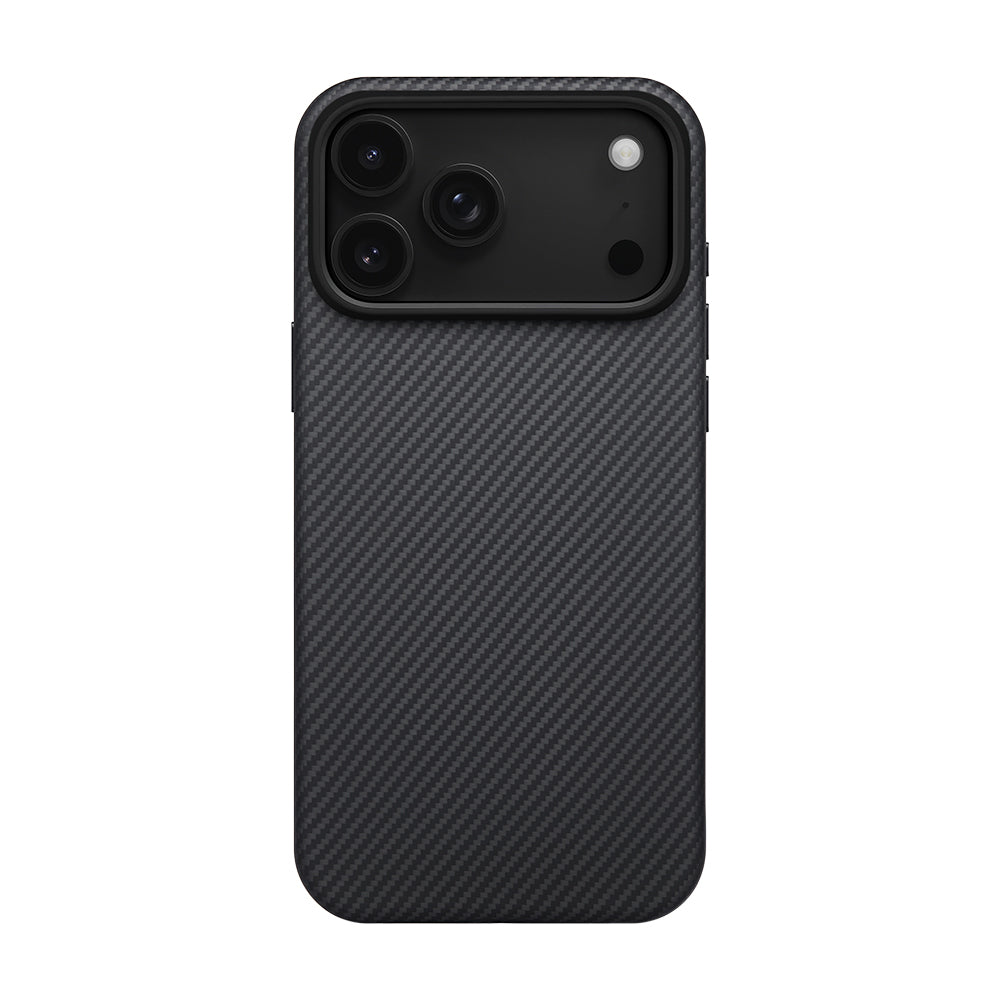 Apple iPhone 17 Pro Case M-safe Charging Feature Aramid Fiber Pitaka Military-Grade Classic Series Black-Grey Twill Cover Black