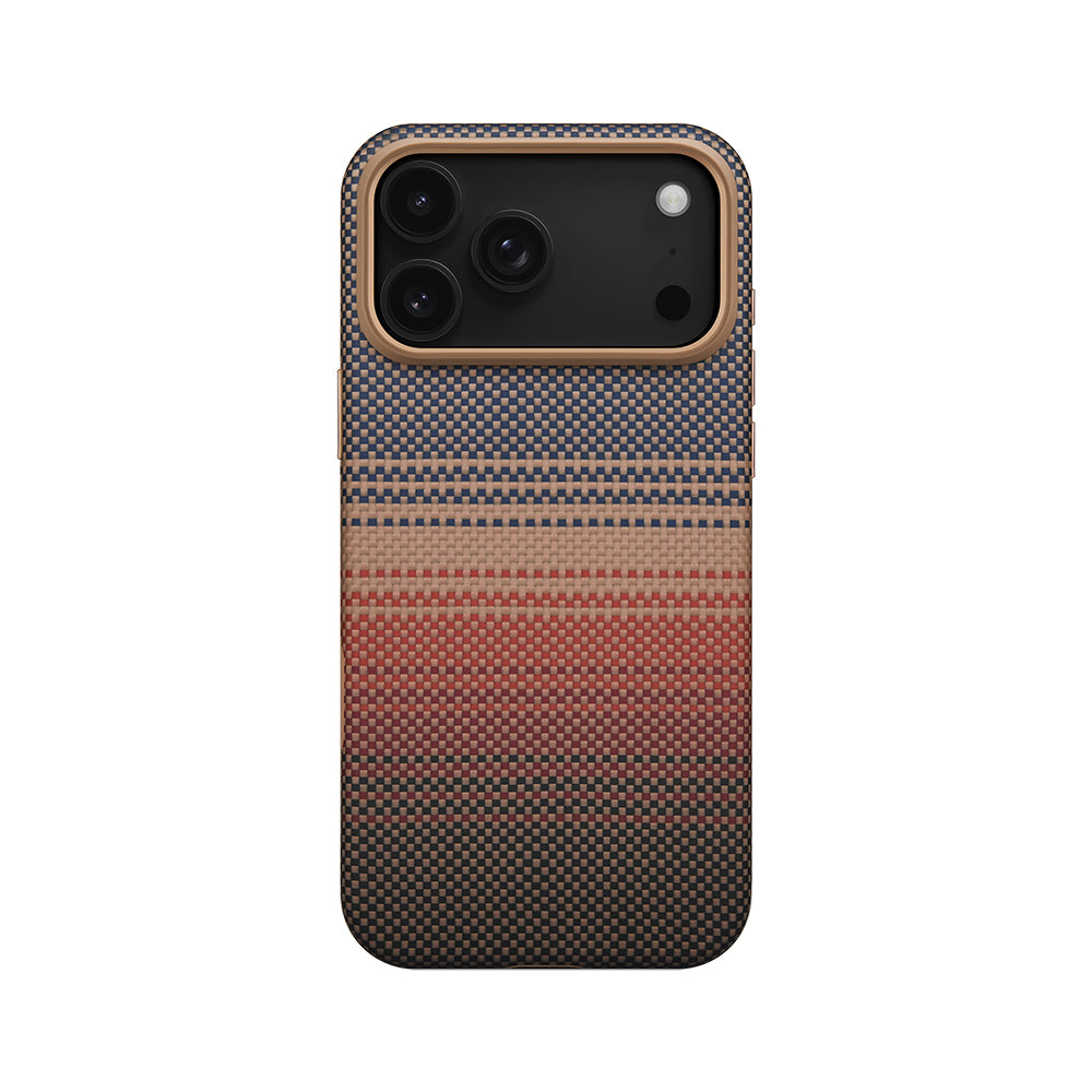 Apple iPhone 17 Pro Case M-safe Charging Feature Aramid Fiber Pitaka Military-Grade Sunset-Moonrise Series Cover Brown