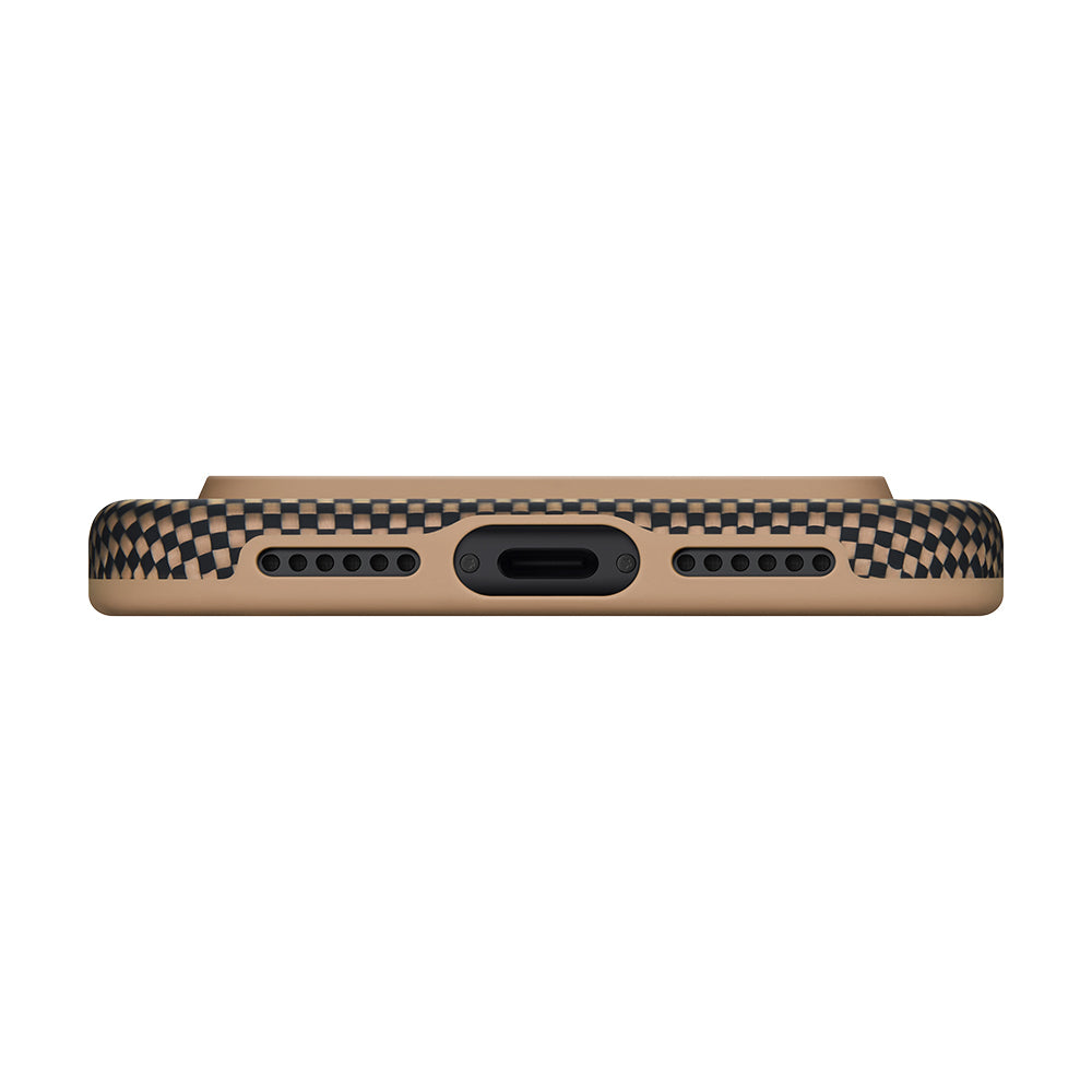 Apple iPhone 17 Pro Case M-safe Charging Feature Aramid Fiber Pitaka Military-Grade Sunset-Moonrise Series Cover Brown